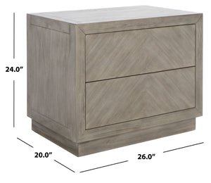 Safavieh STEVE 2-Drawer Wood Nightstand - Elegant Storage Solution with Timeless Design for Any Bedroom Decor Light Grey SFV7700C