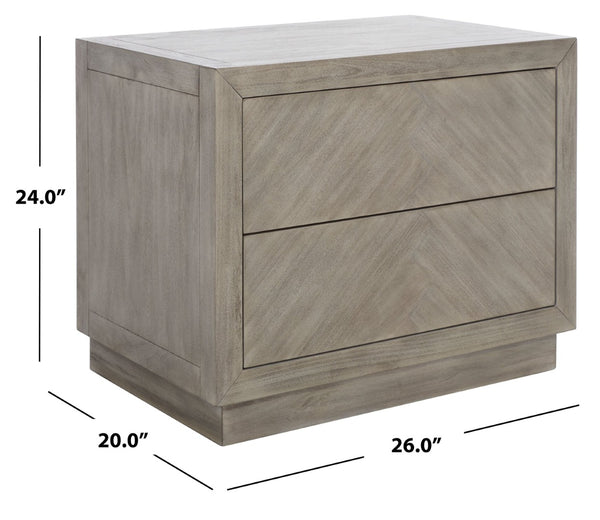 Safavieh STEVE 2-Drawer Wood Nightstand - Elegant Storage Solution with Timeless Design for Any Bedroom Decor Light Grey SFV7700C