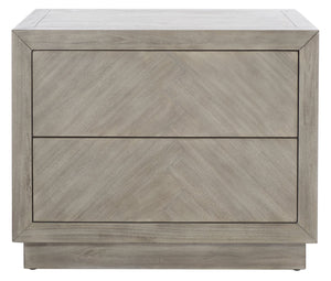 Safavieh STEVE 2-Drawer Wood Nightstand - Elegant Storage Solution with Timeless Design for Any Bedroom Decor Light Grey SFV7700C