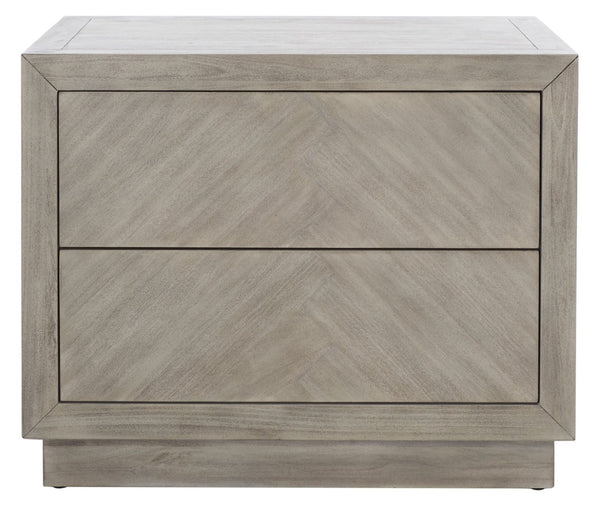 Safavieh STEVE 2-Drawer Wood Nightstand - Elegant Storage Solution with Timeless Design for Any Bedroom Decor Light Grey SFV7700C