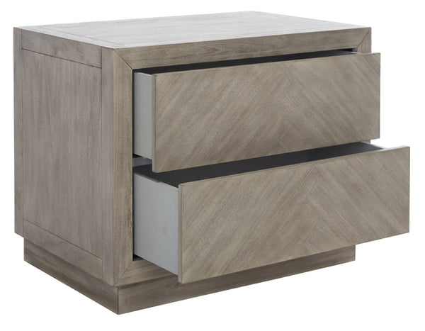 Safavieh STEVE 2-Drawer Wood Nightstand - Elegant Storage Solution with Timeless Design for Any Bedroom Decor Light Grey SFV7700C