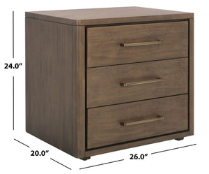 Safavieh ROSEY 3-Drawer Wood Nightstand - Stylish Storage Solution for Modern and Traditional Bedrooms Brown SFV7701A