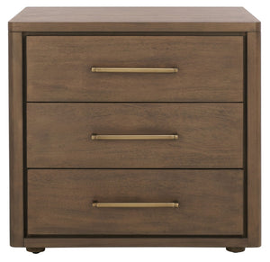 Safavieh ROSEY 3-Drawer Wood Nightstand - Stylish Storage Solution for Modern and Traditional Bedrooms Brown SFV7701A
