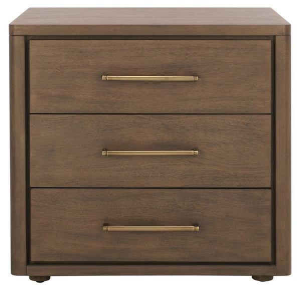 Safavieh ROSEY 3-Drawer Wood Nightstand - Stylish Storage Solution for Modern and Traditional Bedrooms Brown SFV7701A