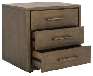 Safavieh ROSEY 3-Drawer Wood Nightstand - Stylish Storage Solution for Modern and Traditional Bedrooms Brown SFV7701A