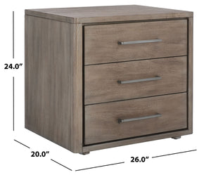 Safavieh ROSEY 3-Drawer Wood Nightstand - Stylish Storage Solution for Modern and Traditional Bedrooms Light Brown SFV7701B
