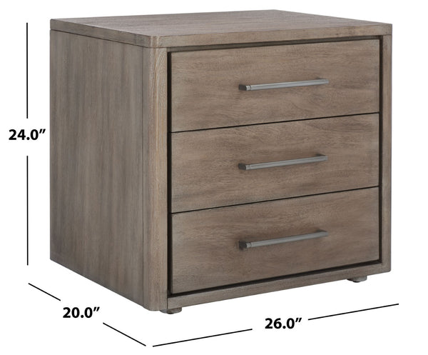 Safavieh ROSEY 3-Drawer Wood Nightstand - Stylish Storage Solution for Modern and Traditional Bedrooms Light Brown SFV7701B