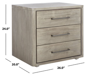 Safavieh ROSEY 3-Drawer Wood Nightstand - Stylish Storage Solution for Modern and Traditional Bedrooms Light Grey SFV7701C