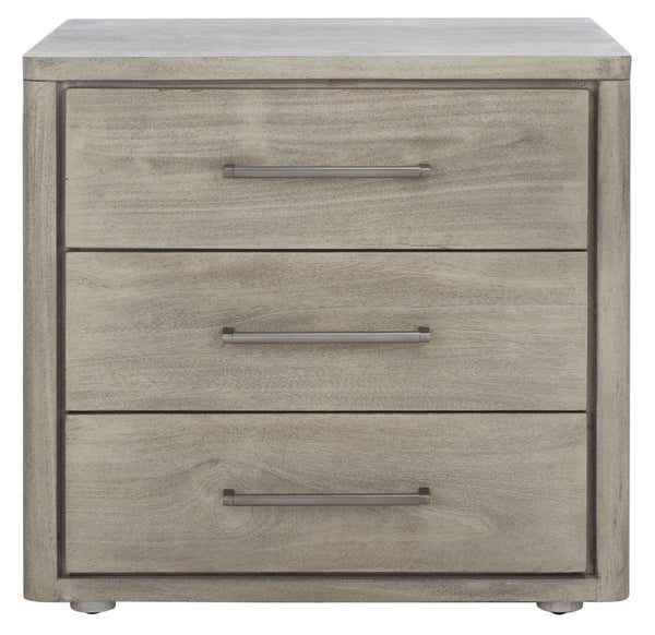 Safavieh ROSEY 3-Drawer Wood Nightstand - Stylish Storage Solution for Modern and Traditional Bedrooms Light Grey SFV7701C