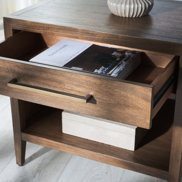Safavieh ARIELLA Wood Nightstand with 1 Drawer - Contemporary Design for Stylish Bedroom Storage & Decor Brown SFV7702A