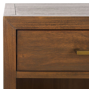 Safavieh ARIELLA Wood Nightstand with 1 Drawer - Contemporary Design for Stylish Bedroom Storage & Decor Brown SFV7702A