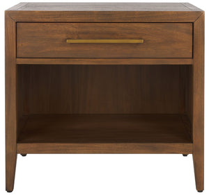 Safavieh ARIELLA Wood Nightstand with 1 Drawer - Contemporary Design for Stylish Bedroom Storage & Decor Brown SFV7702A