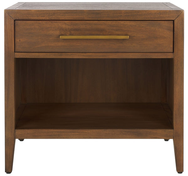 Safavieh ARIELLA Wood Nightstand with 1 Drawer - Contemporary Design for Stylish Bedroom Storage & Decor Brown SFV7702A