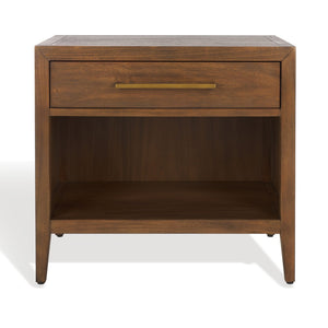 Safavieh ARIELLA Wood Nightstand with 1 Drawer - Contemporary Design for Stylish Bedroom Storage & Decor Brown SFV7702A