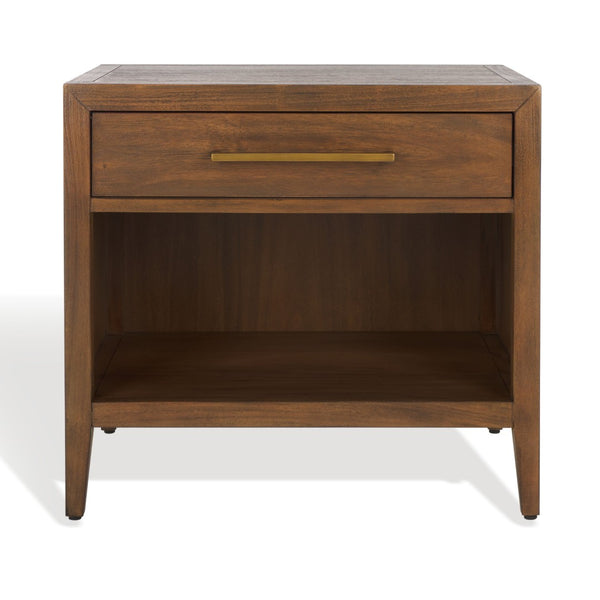 Safavieh ARIELLA Wood Nightstand with 1 Drawer - Contemporary Design for Stylish Bedroom Storage & Decor Brown SFV7702A