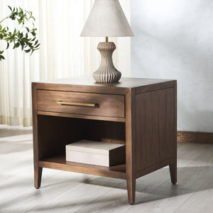 Safavieh ARIELLA Wood Nightstand with 1 Drawer - Contemporary Design for Stylish Bedroom Storage & Decor Brown SFV7702A