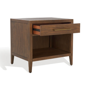 Safavieh ARIELLA Wood Nightstand with 1 Drawer - Contemporary Design for Stylish Bedroom Storage & Decor Brown SFV7702A