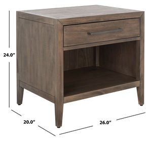 Safavieh ARIELLA Wood Nightstand with 1 Drawer - Contemporary Design for Stylish Bedroom Storage & Decor Light Brown SFV7702B