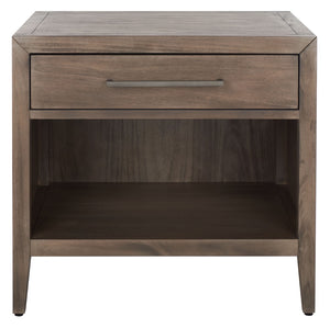 Safavieh ARIELLA Wood Nightstand with 1 Drawer - Contemporary Design for Stylish Bedroom Storage & Decor Light Brown SFV7702B