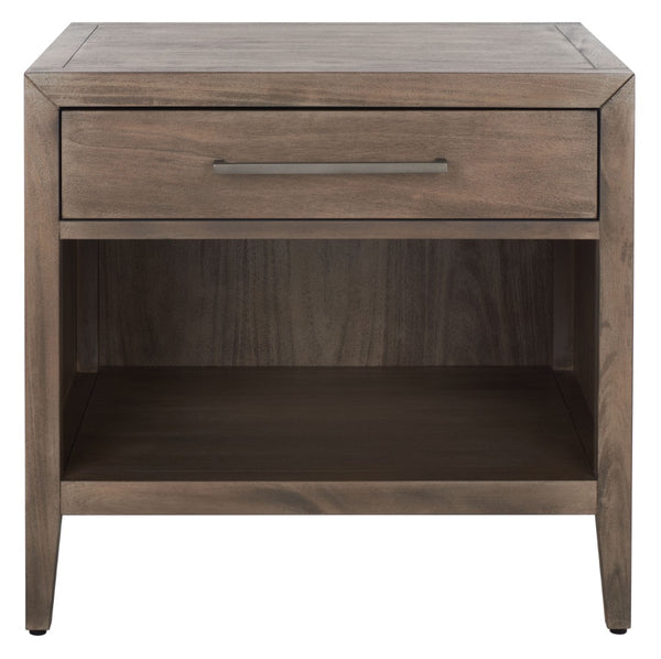 Safavieh ARIELLA Wood Nightstand with 1 Drawer - Contemporary Design for Stylish Bedroom Storage & Decor Light Brown SFV7702B
