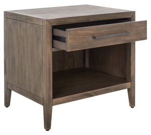 Safavieh ARIELLA Wood Nightstand with 1 Drawer - Contemporary Design for Stylish Bedroom Storage & Decor Light Brown SFV7702B