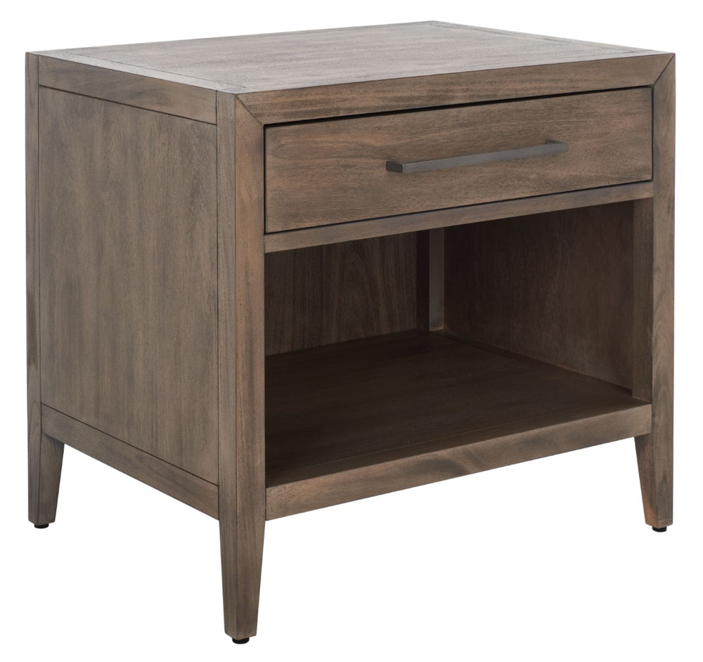 Safavieh ARIELLA Wood Nightstand with 1 Drawer - Contemporary Design for Stylish Bedroom Storage & Decor Light Brown SFV7702B