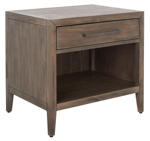 Safavieh ARIELLA Wood Nightstand with 1 Drawer - Contemporary Design for Stylish Bedroom Storage & Decor Light Brown SFV7702B