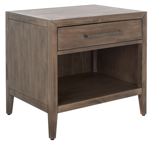 Safavieh ARIELLA Wood Nightstand with 1 Drawer - Contemporary Design for Stylish Bedroom Storage & Decor Light Brown SFV7702B