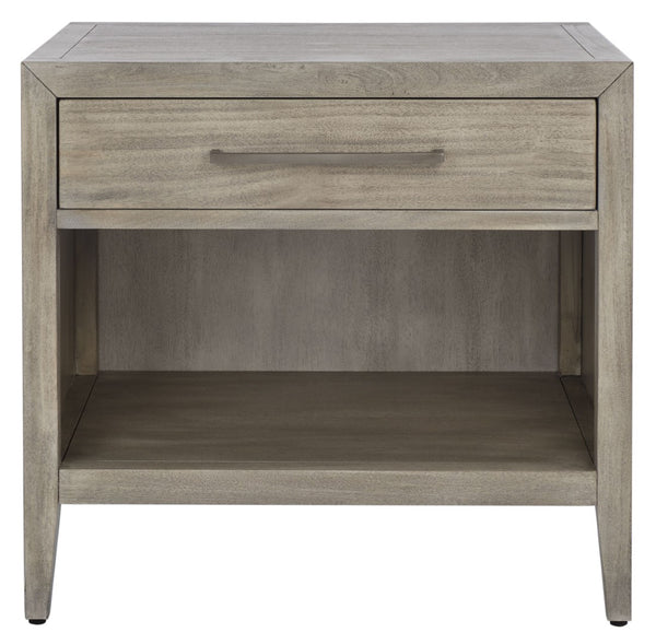 Safavieh ARIELLA Wood Nightstand with 1 Drawer - Contemporary Design for Stylish Bedroom Storage & Decor Light Grey SFV7702C