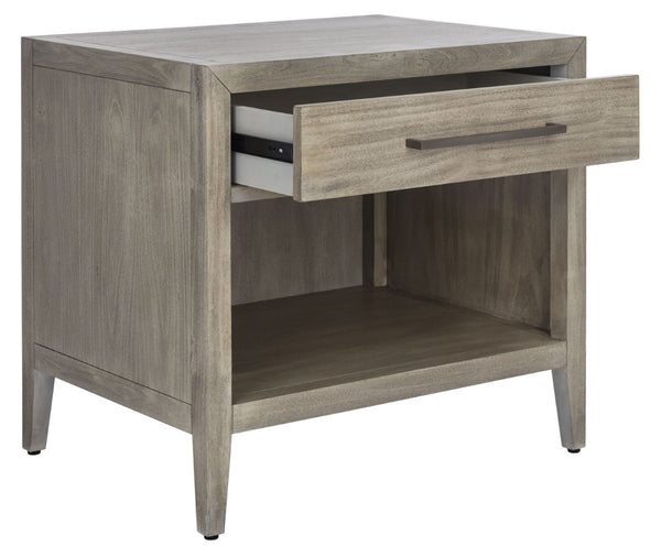 Safavieh ARIELLA Wood Nightstand with 1 Drawer - Contemporary Design for Stylish Bedroom Storage & Decor Light Grey SFV7702C
