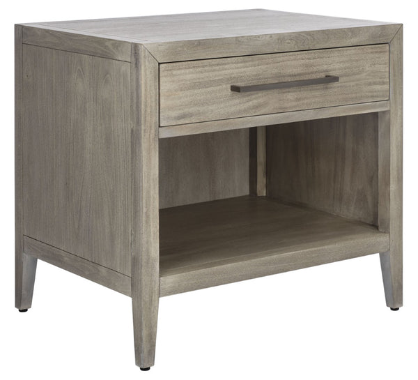 Safavieh ARIELLA Wood Nightstand with 1 Drawer - Contemporary Design for Stylish Bedroom Storage & Decor Light Grey SFV7702C