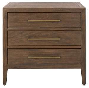 Safavieh ARIELLA 3-Drawer Wood Nightstand – Modern Storage Solution with Elegant Design for Any Space Brown SFV7703A