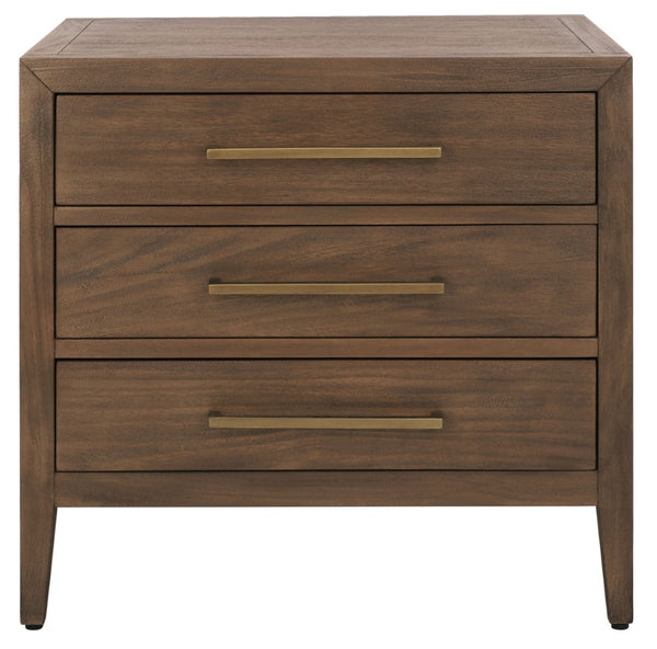 Safavieh ARIELLA 3-Drawer Wood Nightstand – Modern Storage Solution with Elegant Design for Any Space Brown SFV7703A