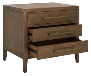 Safavieh ARIELLA 3-Drawer Wood Nightstand – Modern Storage Solution with Elegant Design for Any Space Brown SFV7703A