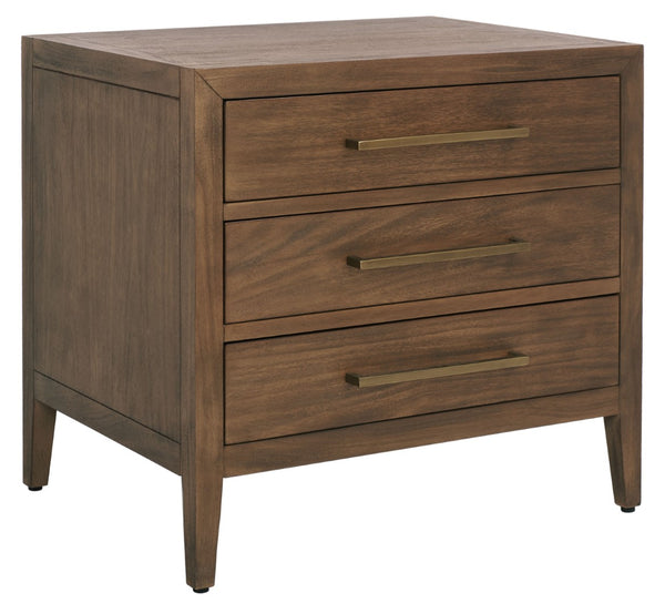 Safavieh ARIELLA 3-Drawer Wood Nightstand – Modern Storage Solution with Elegant Design for Any Space Brown SFV7703A