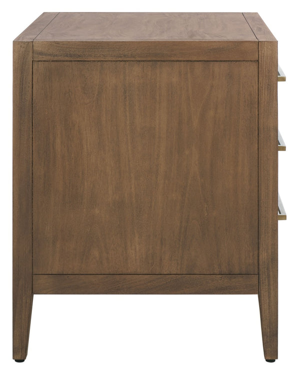 Safavieh ARIELLA 3-Drawer Wood Nightstand – Modern Storage Solution with Elegant Design for Any Space Brown SFV7703A