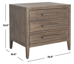 Safavieh ARIELLA 3-Drawer Wood Nightstand – Modern Storage Solution with Elegant Design for Any Space Light Brown SFV7703B