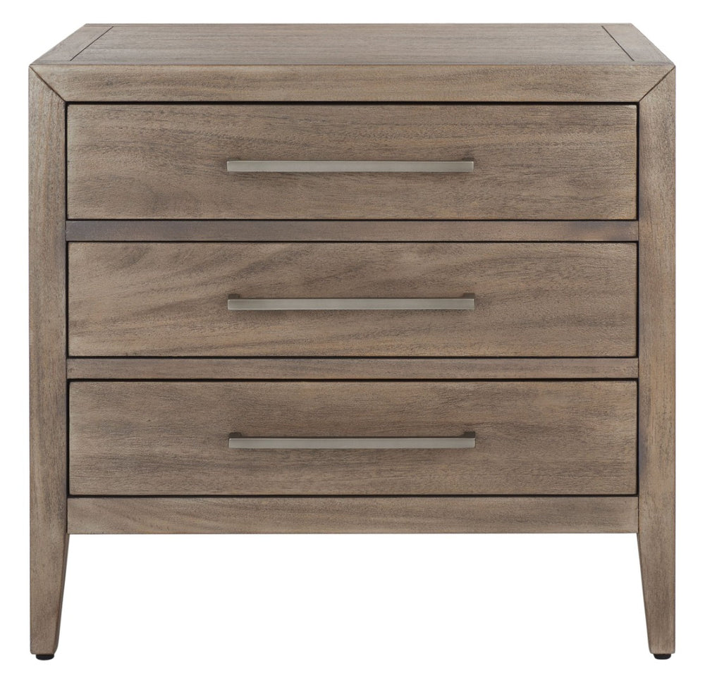 Safavieh ARIELLA 3-Drawer Wood Nightstand – Modern Storage Solution with Elegant Design for Any Space Light Brown SFV7703B