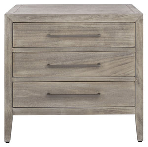 Safavieh ARIELLA 3-Drawer Wood Nightstand – Modern Storage Solution with Elegant Design for Any Space Light Grey SFV7703C
