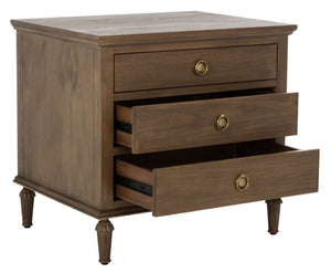 Safavieh LISABET 3-Drawer Wood Nightstand - Timeless Design with Spacious Storage for Modern Bedrooms Brown SFV7705A