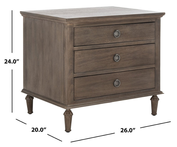 Safavieh LISABET 3-Drawer Wood Nightstand - Timeless Design with Spacious Storage for Modern Bedrooms Light Brown SFV7705B