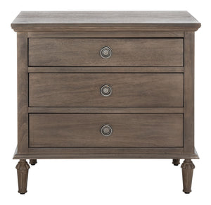 Safavieh LISABET 3-Drawer Wood Nightstand - Timeless Design with Spacious Storage for Modern Bedrooms Light Brown SFV7705B