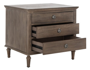 Safavieh LISABET 3-Drawer Wood Nightstand - Timeless Design with Spacious Storage for Modern Bedrooms Light Brown SFV7705B