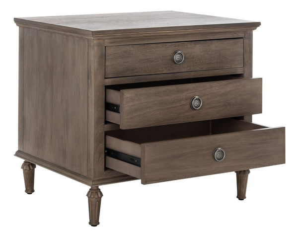 Safavieh LISABET 3-Drawer Wood Nightstand - Timeless Design with Spacious Storage for Modern Bedrooms Light Brown SFV7705B