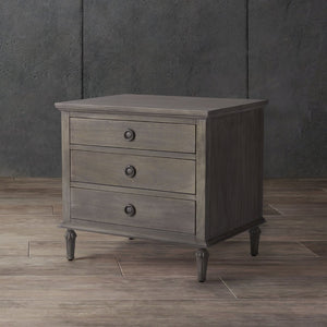 Safavieh LISABET 3-Drawer Wood Nightstand - Timeless Design with Spacious Storage for Modern Bedrooms Light Grey SFV7705C