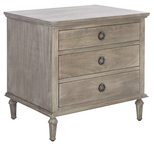 Safavieh LISABET 3-Drawer Wood Nightstand - Timeless Design with Spacious Storage for Modern Bedrooms Light Grey SFV7705C