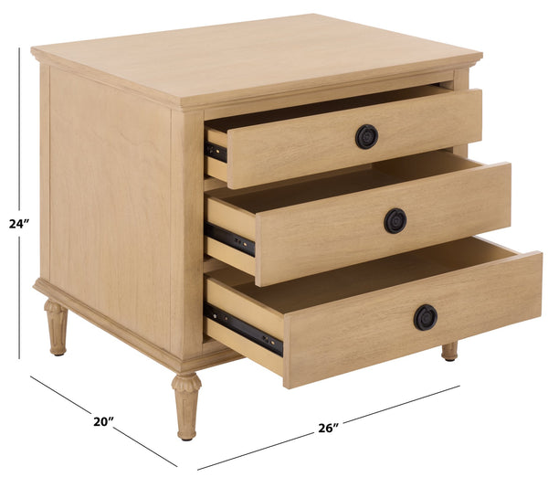 Lisabet 3-Drawer Nightstand With Mixed-Material Design, Smooth-Glide Drawers & Sturdy Bedside Storage