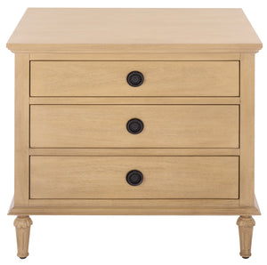 Lisabet 3-Drawer Nightstand With Mixed-Material Design, Smooth-Glide Drawers & Sturdy Bedside Storage