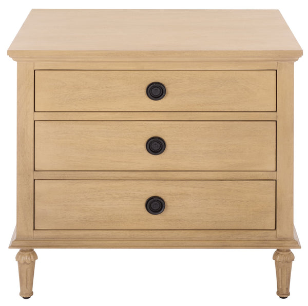 Lisabet 3-Drawer Nightstand With Mixed-Material Design, Smooth-Glide Drawers & Sturdy Bedside Storage