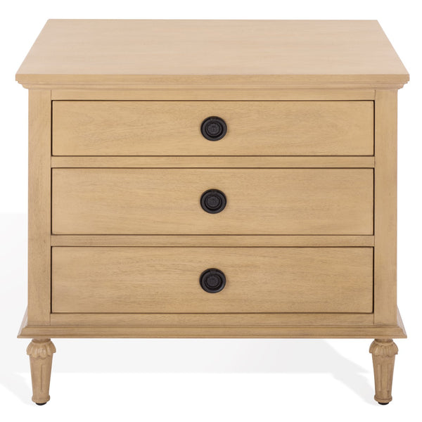 Lisabet 3-Drawer Nightstand With Mixed-Material Design, Smooth-Glide Drawers & Sturdy Bedside Storage